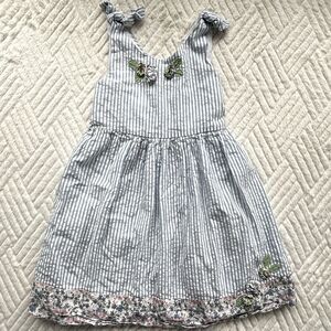 Rachel Ashwell Size 6 Blue Seersucker Floral Tie Strap Cottagecore Dress